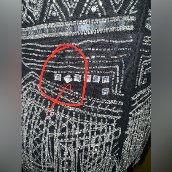 ASOS EDITION beaded fringe and sequin bodycon midi dress in black - Picture 8 of 15